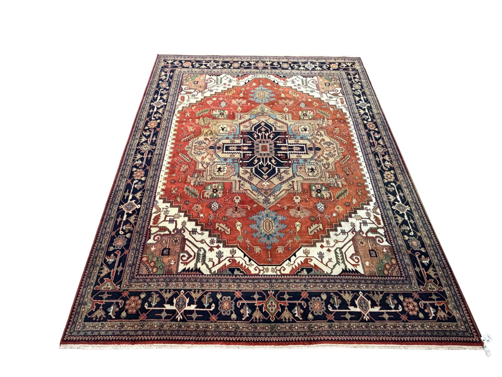 LARGE HAND WOVEN ROOM SIZE RUG HERIZ DESIGN 12' X 15' (1 of 3)