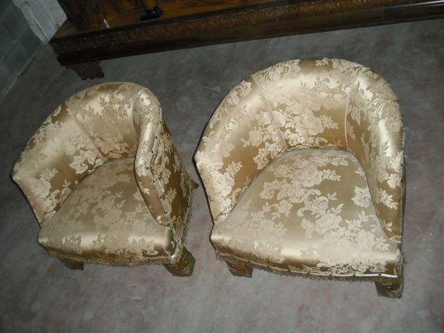 Italian Antique Club Chairs w/ stool: 1920's Italian club chairs. All original. Chairs measure: 26"x23"x24" Stool: 18"x18"x12"