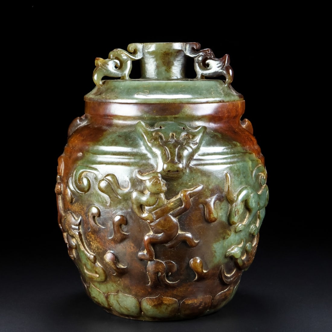 Old Collection Hetian Jade Carved Jar with Lid (1 of 9)