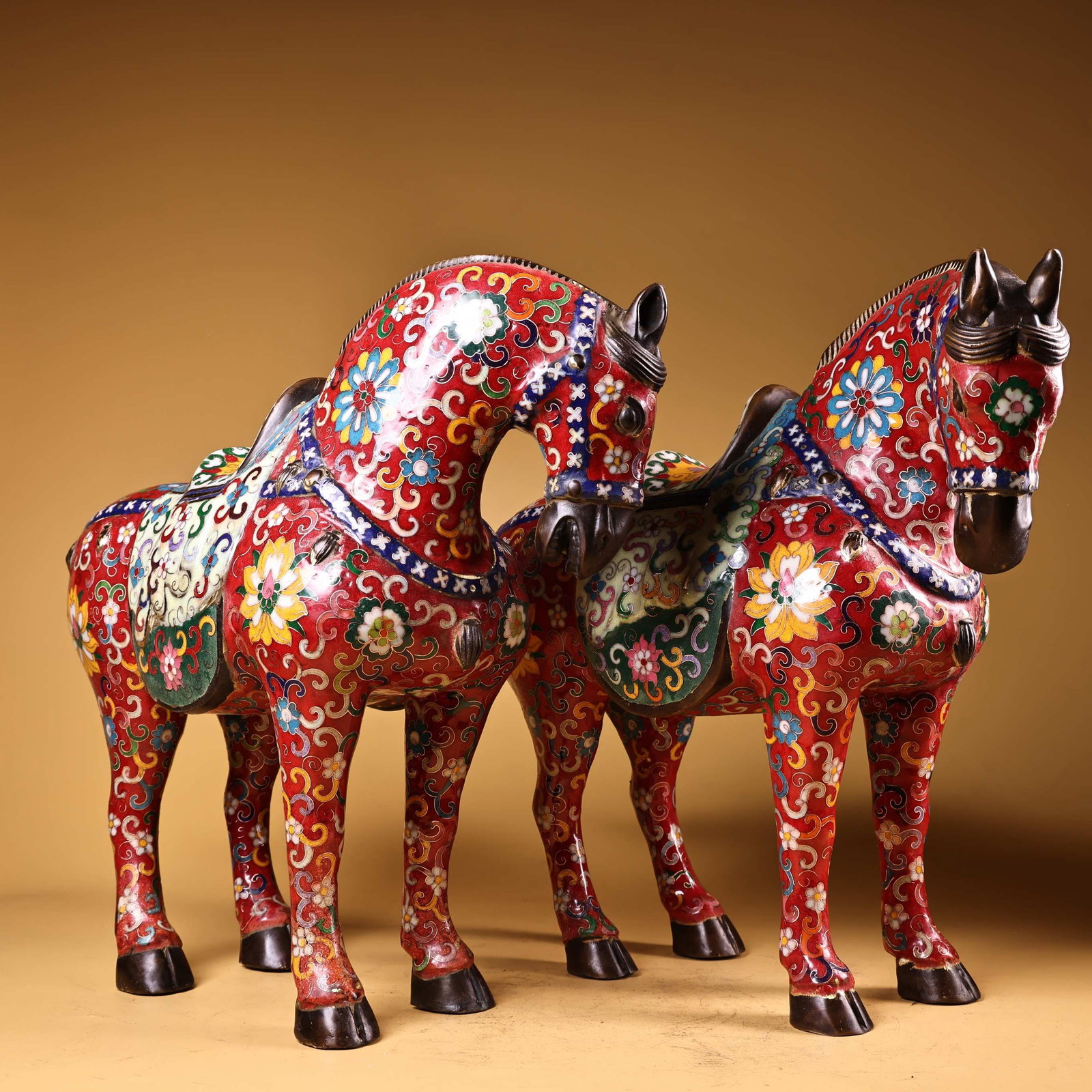 Pair of Chinese Cloisonne Enamel Horses, Qing Dynasty (1 of 10)