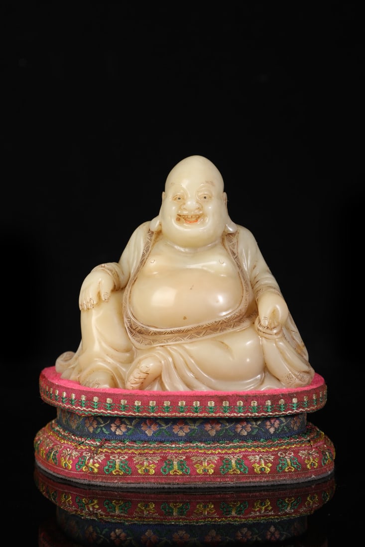 Antique Shoushan Tianhuang Stone Carved Luohan Statue (1 of 9)