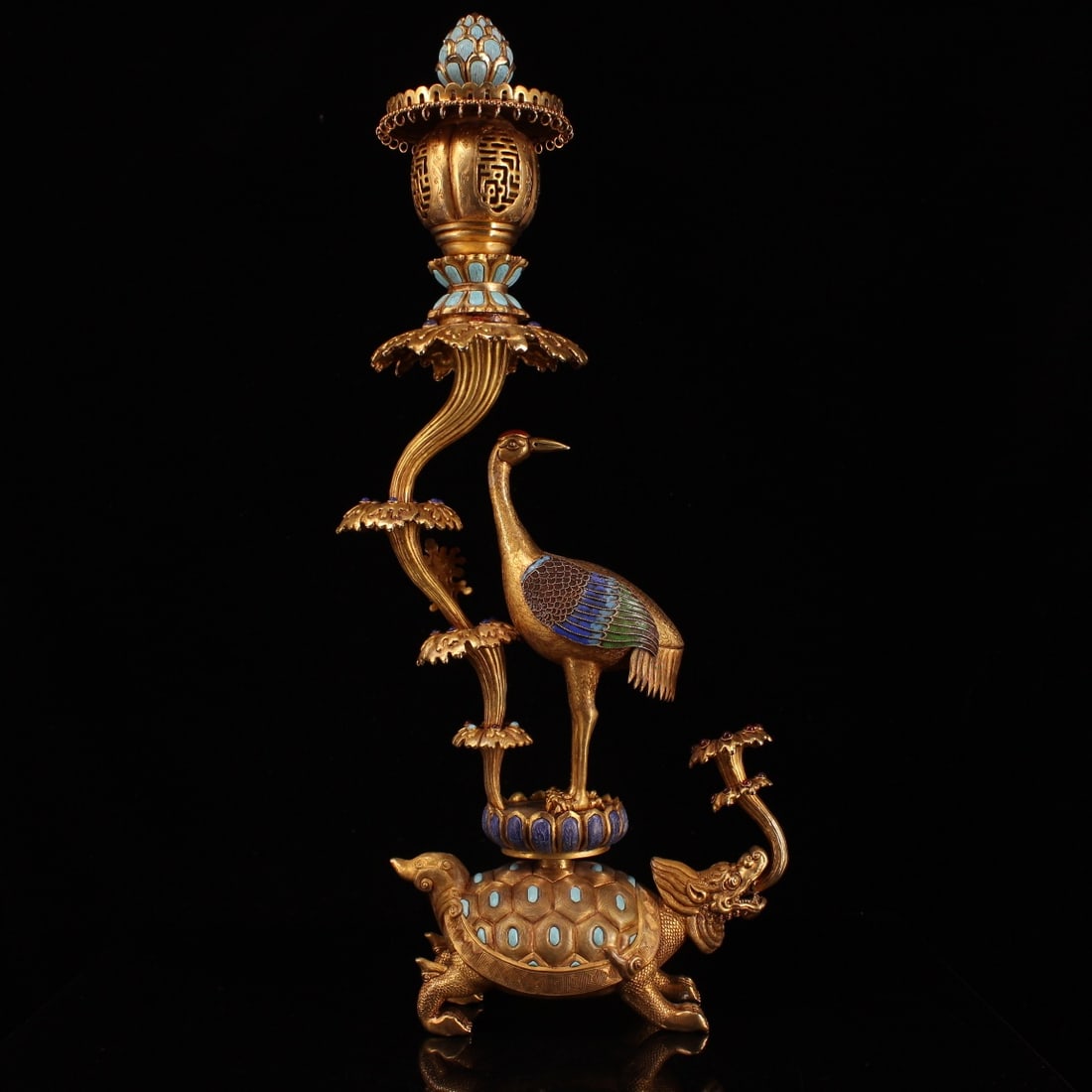 Qing Dynasty Imperial Cloisonne Crane Palace Lantern with Gem Inlay (1 of 9)