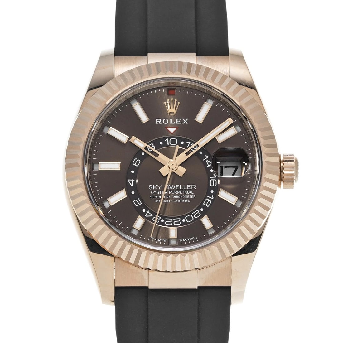 ROLEX Sky Dweller 336235 chocolate WATCH: ROLEX Sky Dweller 336235 chocolate WATCHCondition:Pre-ownedGenre:Wristwatch/mensBrand:ROLEXModel Number:336235Movement:Mechanical AutomaticDial Color:chocolateCase:Everrose goldWindproof Material:Sapp