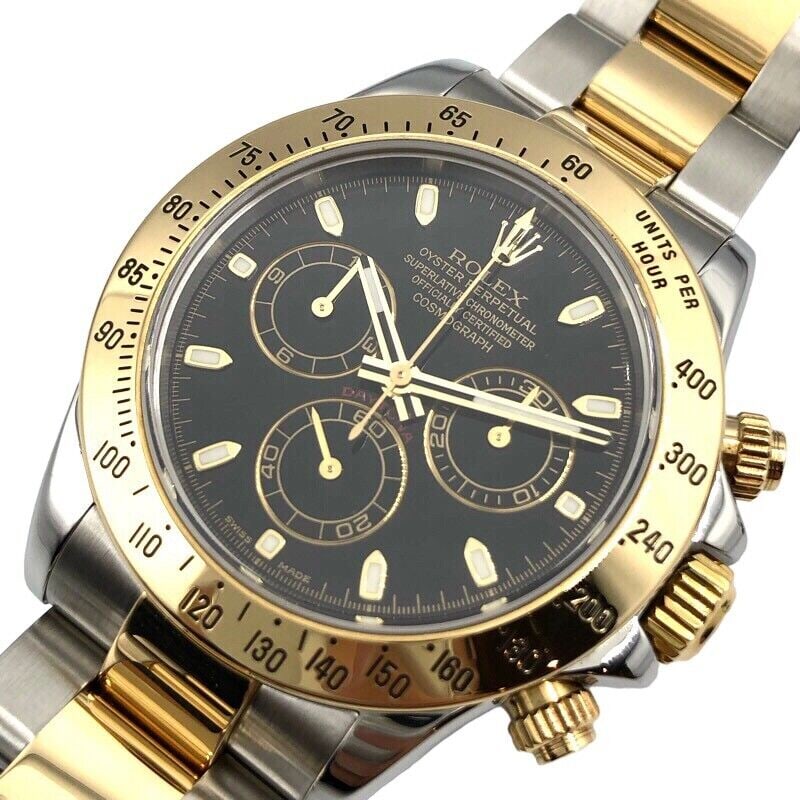 Rolex Daytona 116523 Black Dial Automatic Chronograph K18YG/SS Men's Watch (1 of 5)