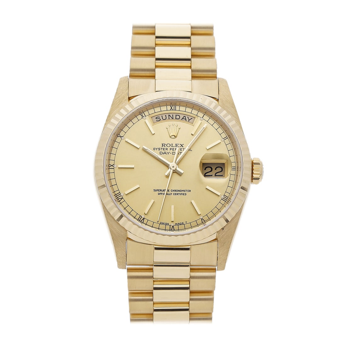 Rolex Day-Date Automatic 36mm Yellow Gold Mens President Bracelet Watch 18238 (1 of 4)