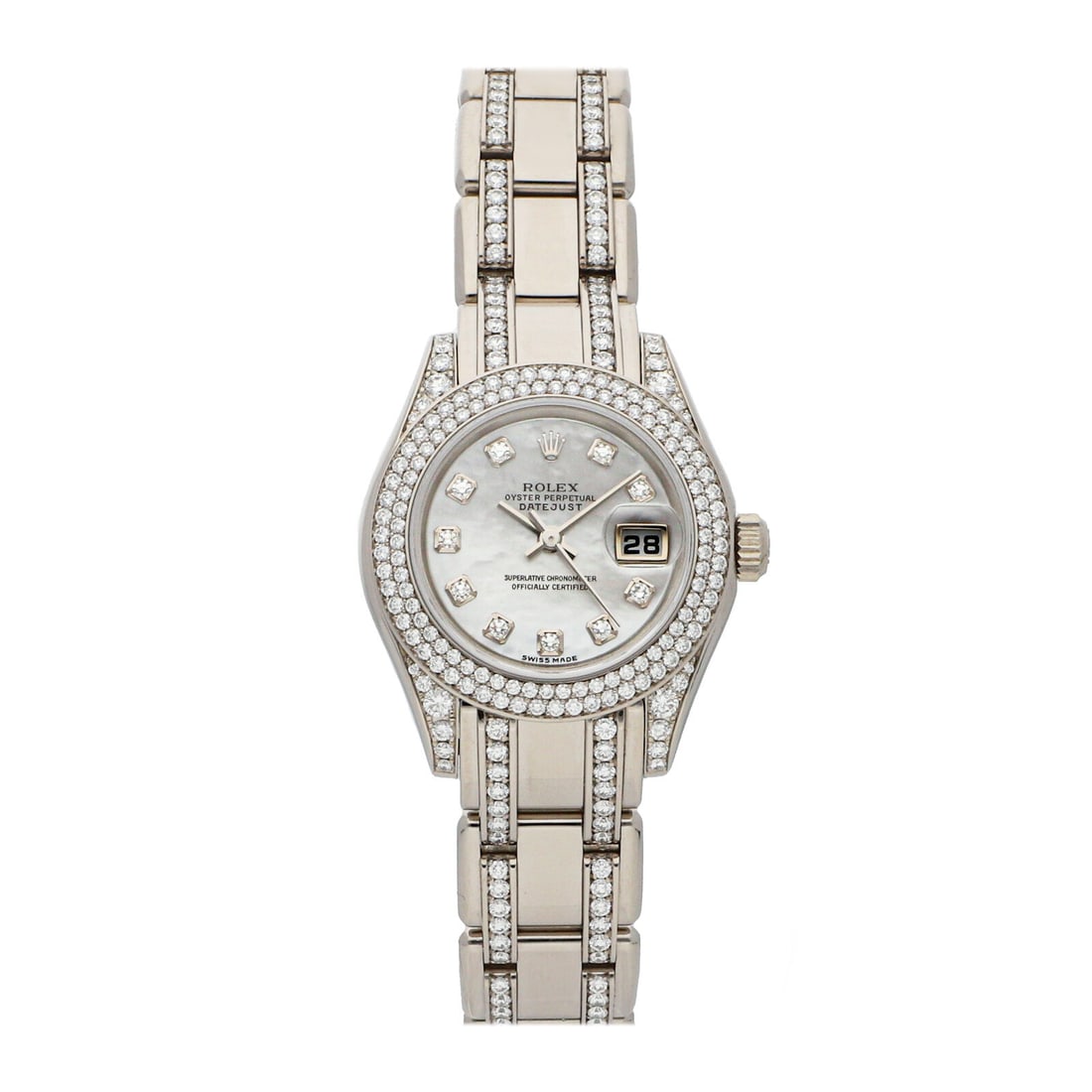 Rolex Datejust Auto White Gold Diamonds Ladies Pearlmaster Bracelet Watch 80359 (1 of 4)