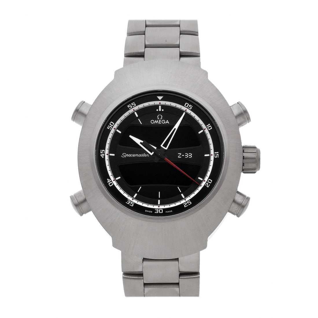 Omega Speedmaster Spacemaster Z-33 Quarz Titan Herren Armbanduhr: Condition:Pre-owned Style:Casual Buckle Type:Folding Buckle Dial Colour:Black Hour Markers:Index Department:Men Type:Wristwatches Movement:Quartz Strap Material:Titanium Brand:OMEGA Case Material:Tita