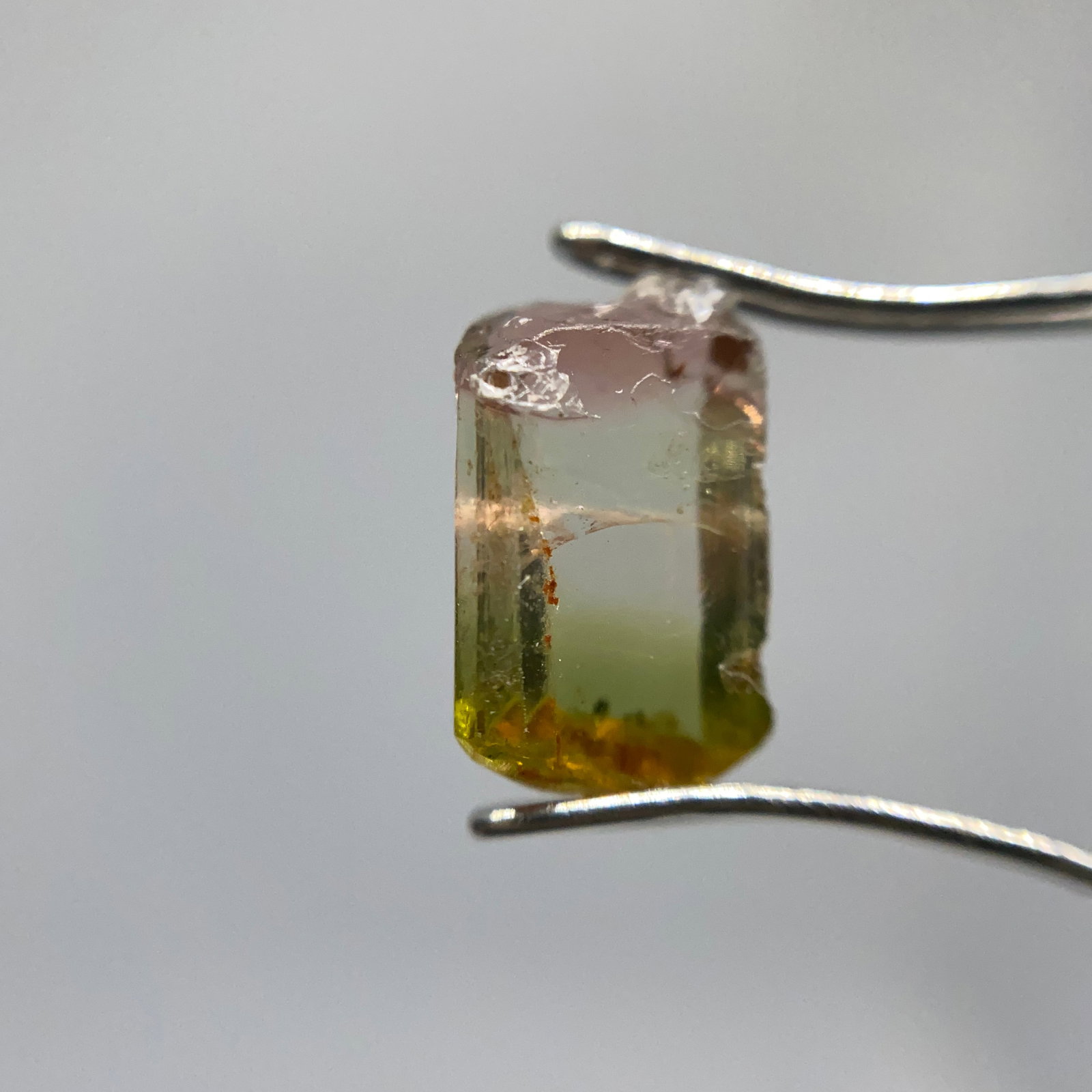 Rare Rough Watermelon Tourmaline Specimen: A highly collectible 2.36ct raw bi-color tourmaline crystal clearly exhibiting the iconic "watermelon" pink and green zoning. Raw bi-color crystals clearly exhibiting the iconic watermelon zoning are 