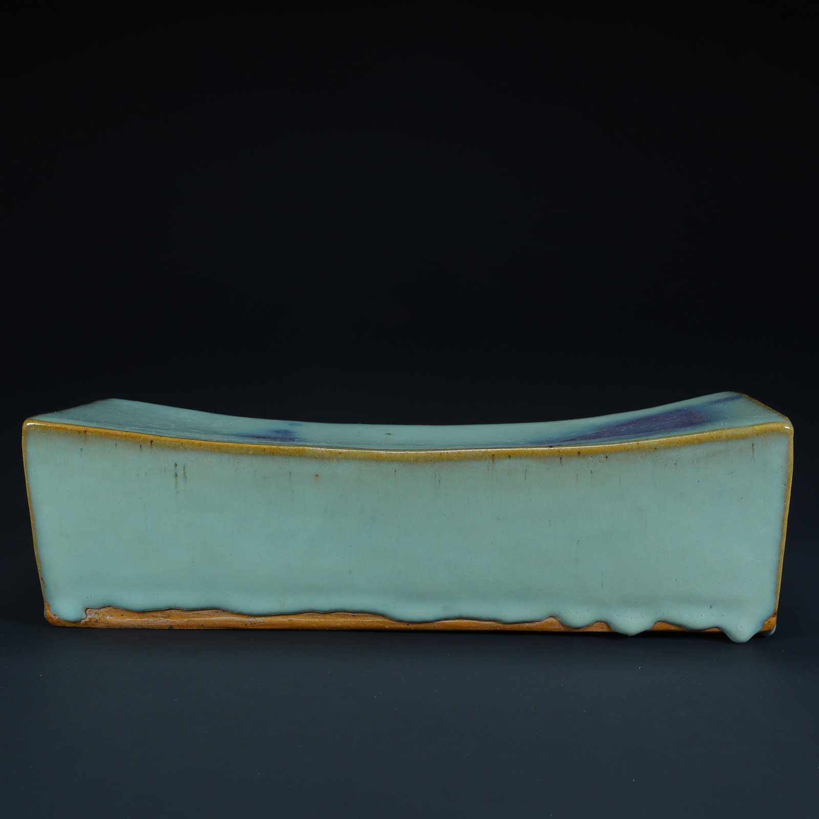 A Qing Dynasty azure glaze with purple spotted porcelain pillow (1 of 10)