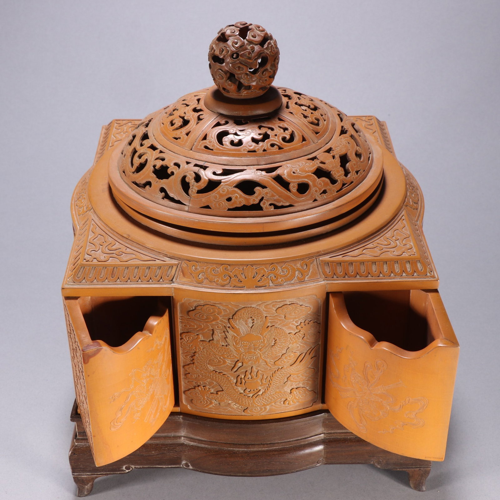 A Qing Dynasty yellow cloud dragon pattern aromatherapy - 5