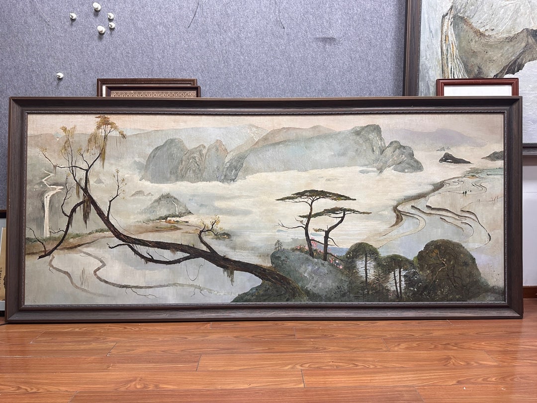 An oil painting by Wu Guanzhong: Wu Guanzhong's oil painting Size:Flower core:248x99cm (The Dimensions Of All Batches Are Manually Measured.If You Need More Detailed Information, Please Contact Our Customer Service Before Bidding.)