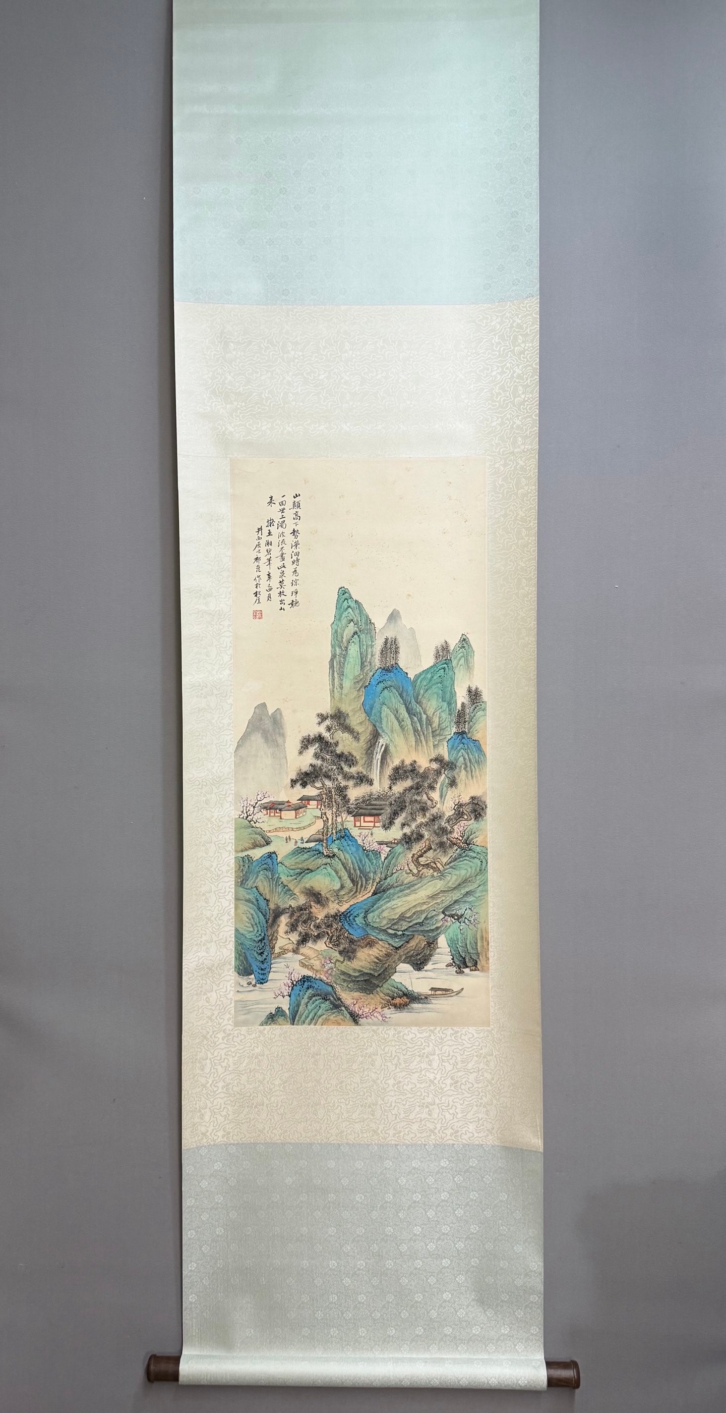A landscape painting by Qi Kun: Qi Kun's landscape painting Size:85x38cm (The Dimensions Of All Batches Are Manually Measured.If You Need More Detailed Information, Please Contact Our Customer Service Before Bidding.)