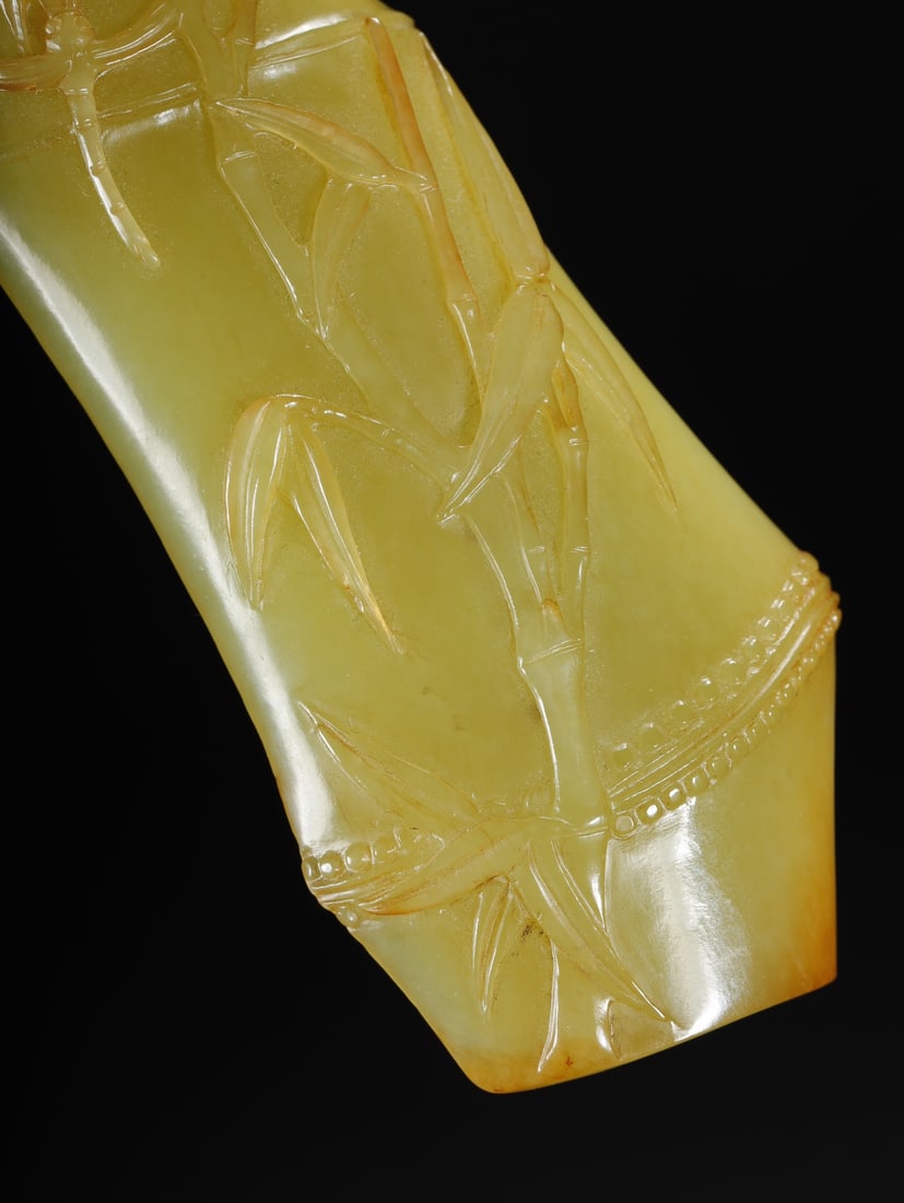 A fine Hetian topaz bamboo pattern armrest - 7