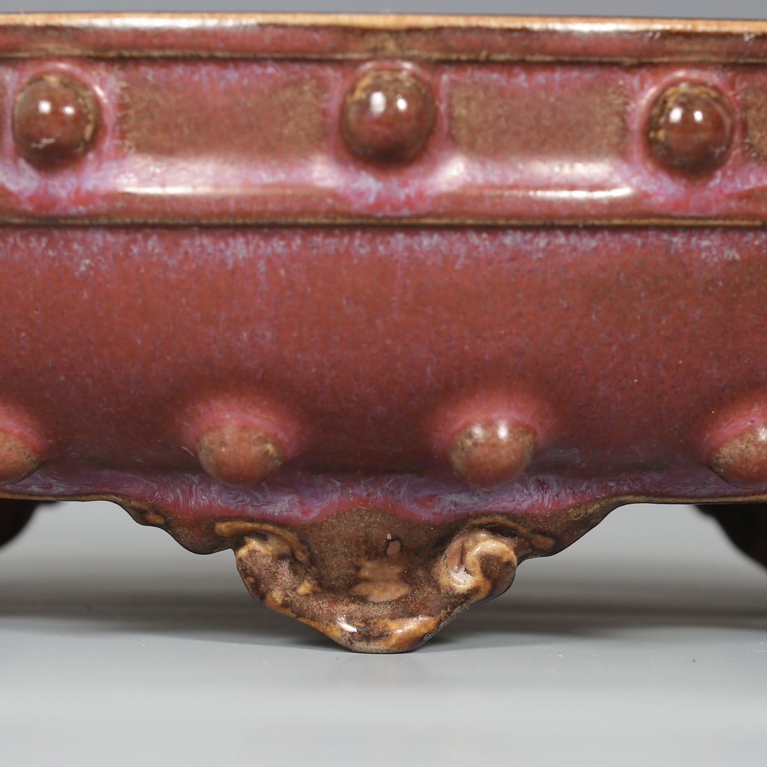 A rose purple glaze drum nail three-legged wash of the Song Dynasty Jun kiln - 6