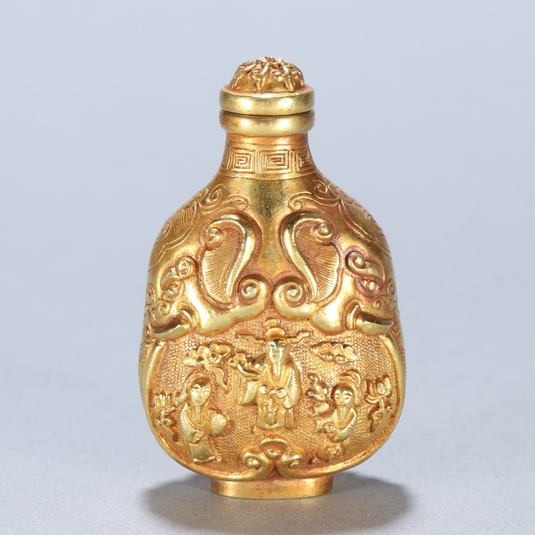 A fine solid gold character story snuffbox - 5