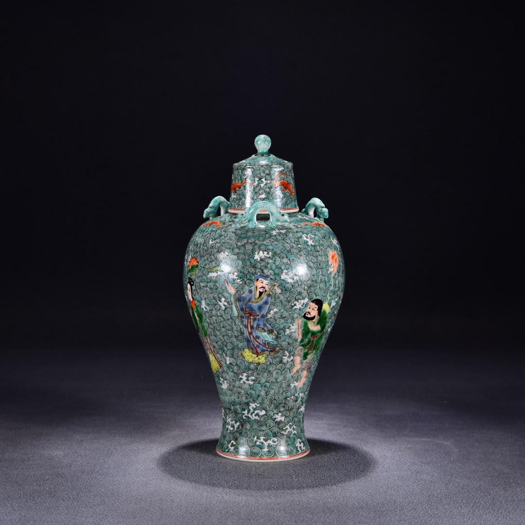 A pastel seawater Eight Immortals Picture three-series plum vase made in the Qianlong period of the - 2