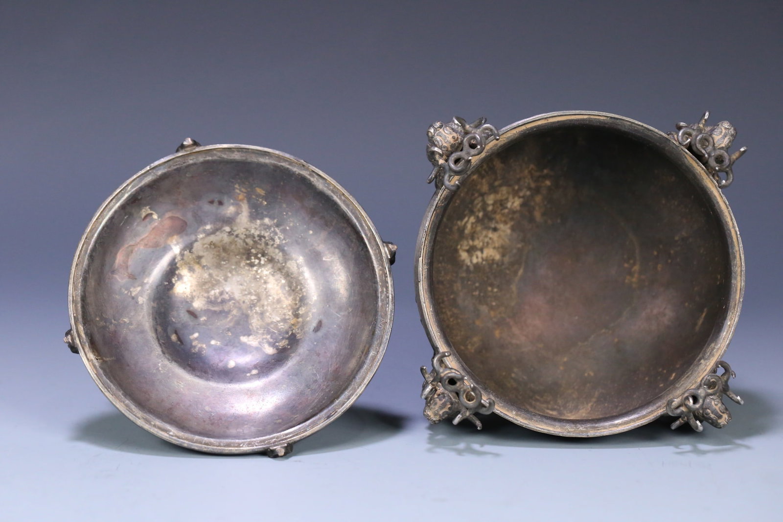 A fine old silverware four dragon ear beans - 3