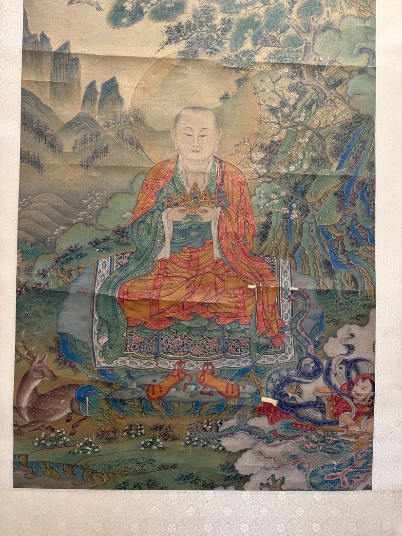 An anonymous Buddha silk scroll - 4