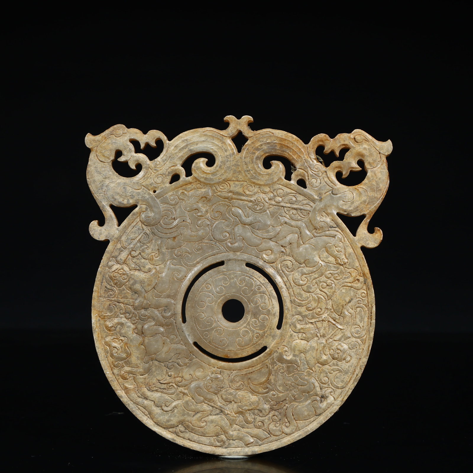 A beautiful ancient jade out of the outline dragon pattern jade (1 of 13)