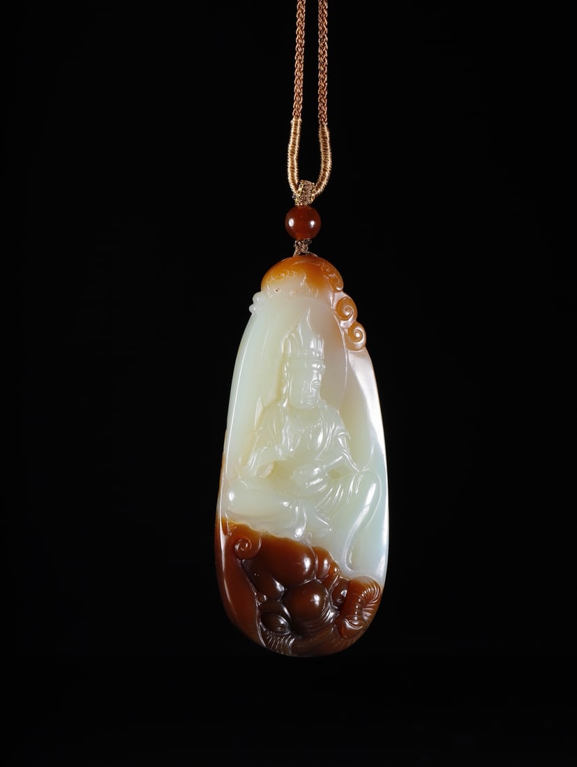 A beautiful Hetian jade boy worships Guanyin: Exquisite Hetian jade boy worships Guanyin Size: H: 13.7 cm; Weight: 0.039 kg (The Dimensions Of All Batches Are Manually Measured.If You Need More Detailed Information, Please Contact Our Customer Se