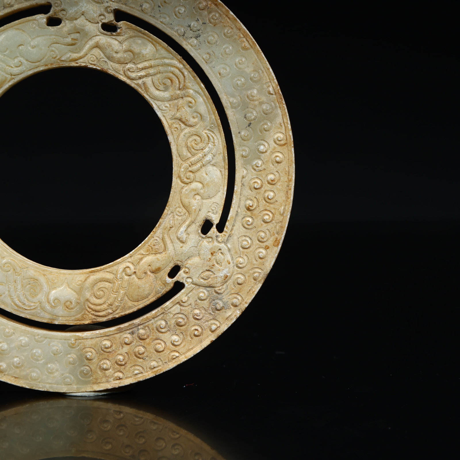 A beautiful ancient jade valley pattern double-ring jade - 3