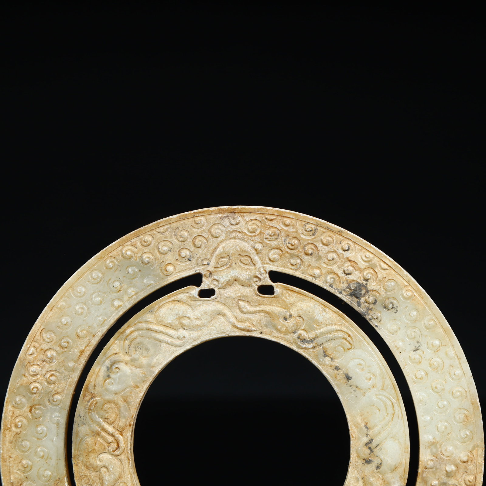 A beautiful ancient jade valley pattern double-ring jade - 8
