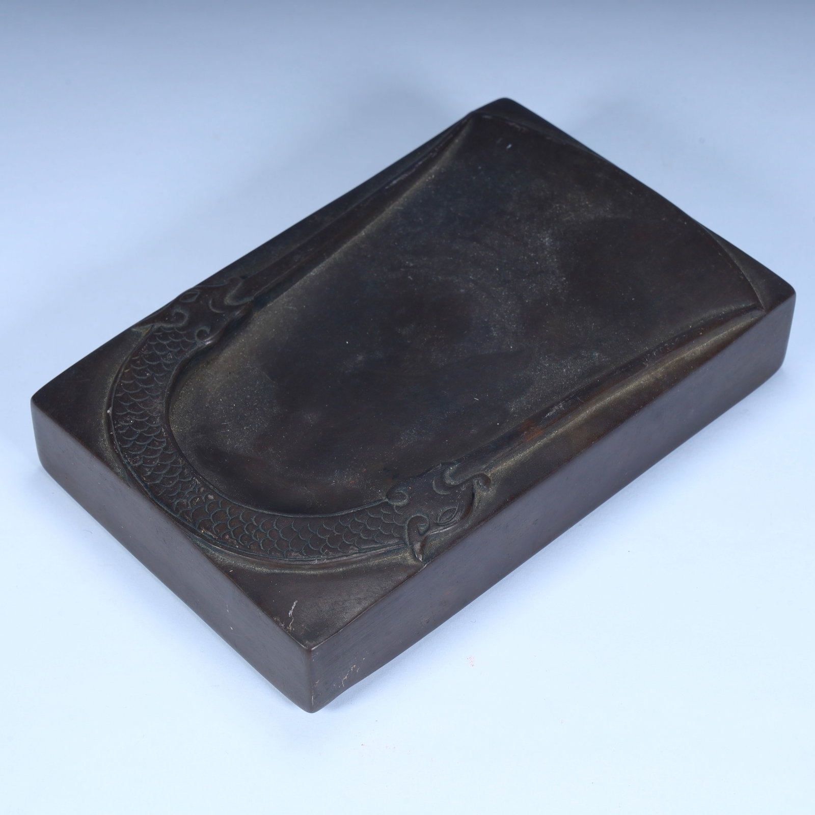 A rectangular inkstone with a dragon pattern in the Qing Dynasty - 3