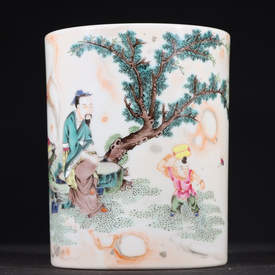A three-legged incense burner with a red and green fish bath pattern in the porcelain state kiln of (1 of 9)