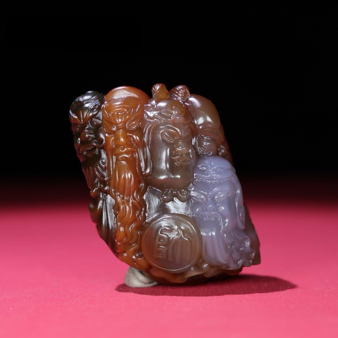 A piece of exquisite old agate five tiger admiral pieces: Exquisite old agate five tiger generals Size:79x55x52mm W:299g (The Dimensions Of All Batches Are Manually Measured.If You Need More Detailed Information, Please Contact Our Customer Service Before Bi