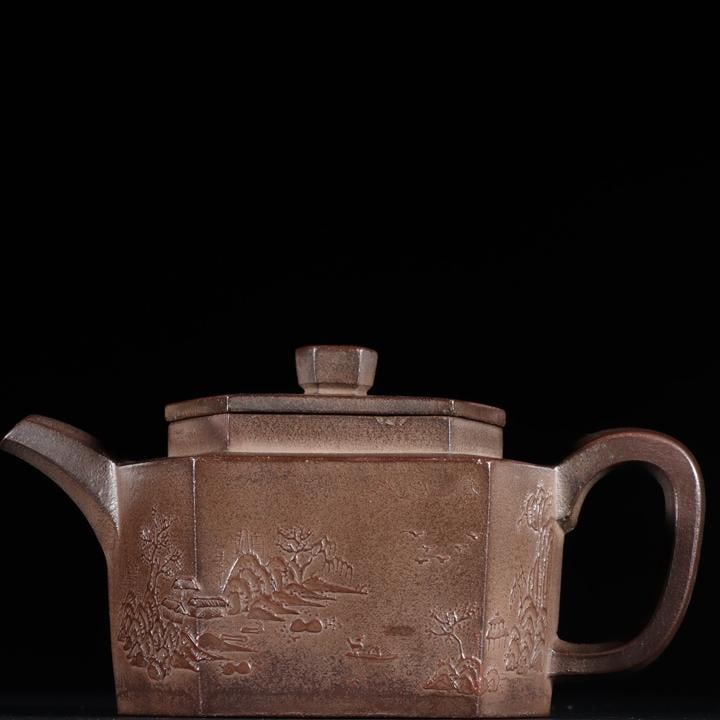 A Qing Dynasty sketch-style Longdan purple clay pot is fair: The Qing Dynasty's sketch-style Longdan purple clay pot is a good look Size: L: 7.5 x W: 9.3 cm (The Dimensions Of All Batches Are Manually Measured.If You Need More Detailed Information, Please Conta
