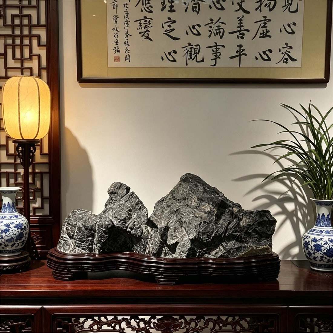A beautiful Lingbi stone backer stone (1 of 6)