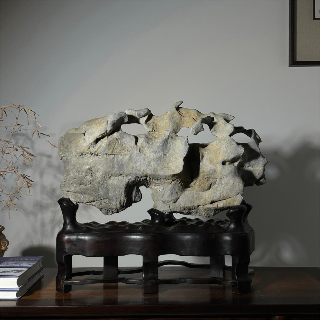 A piece of exquisite Taihu stone: Exquisite Taihu Lake stone Size:L:60cm H:50cm T:24cm (The Dimensions Of All Batches Are Manually Measured.If You Need More Detailed Information, Please Contact Our Customer Service Before Bidding.)