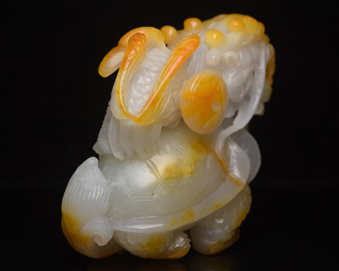 A beautiful Hetian jade dragon turtle - 4