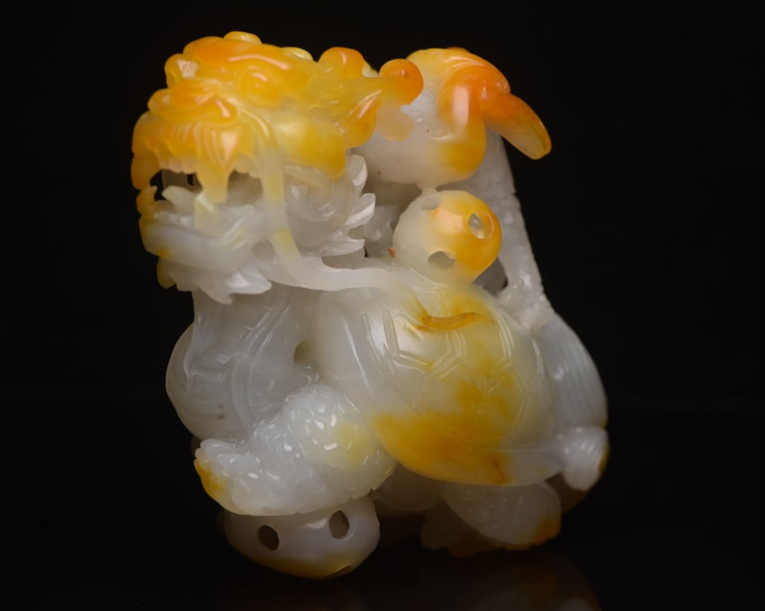 A beautiful Hetian jade dragon turtle - 5