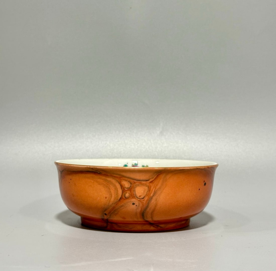 A Qing Dynasty wood-grain glazed pastel three-multi-pattern boy bowl: Qing Dynasty wood grain glaze pastel three multi-pattern boy bowls Size:H:4.5cm Calibre:12cm Bottom:8cm (The Dimensions Of All Batches Are Manually Measured.If You Need More Detailed Information, Plea