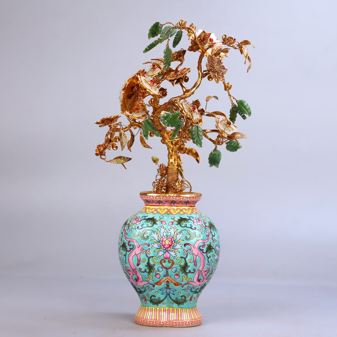 A fine court enamel porcelain vase with a treasure flower bonsai vase (1 of 10)