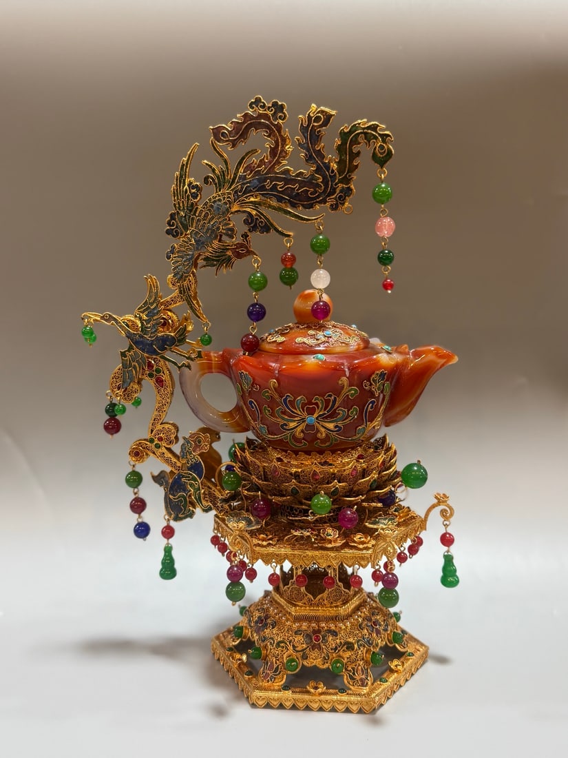 A fine cloisonne fine agate pot ornament (1 of 9)