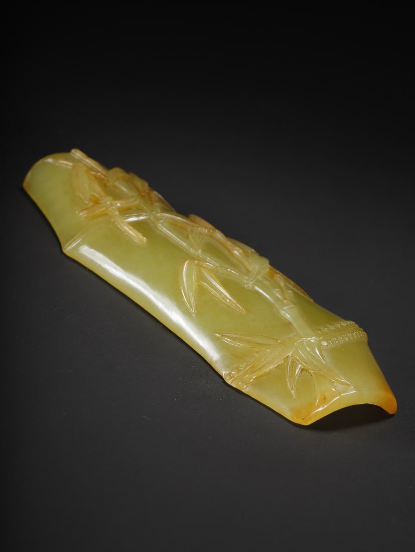 A fine Hetian topaz bamboo pattern armrest - 3