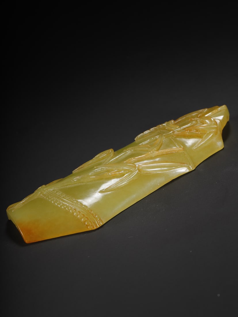 A fine Hetian topaz bamboo pattern armrest - 4