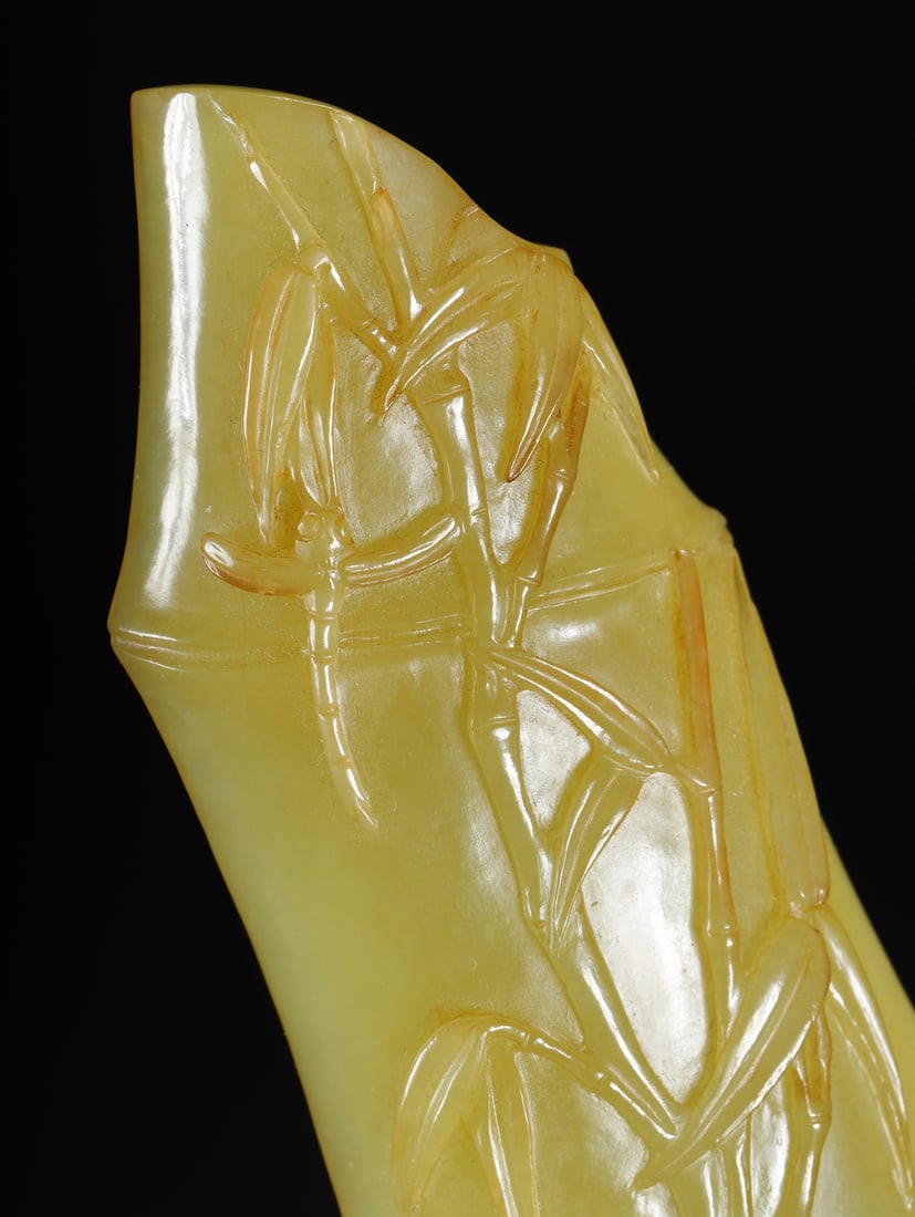 A fine Hetian topaz bamboo pattern armrest - 6