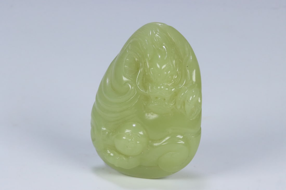 A beautiful Hetian topaz dragon pattern handle - 3