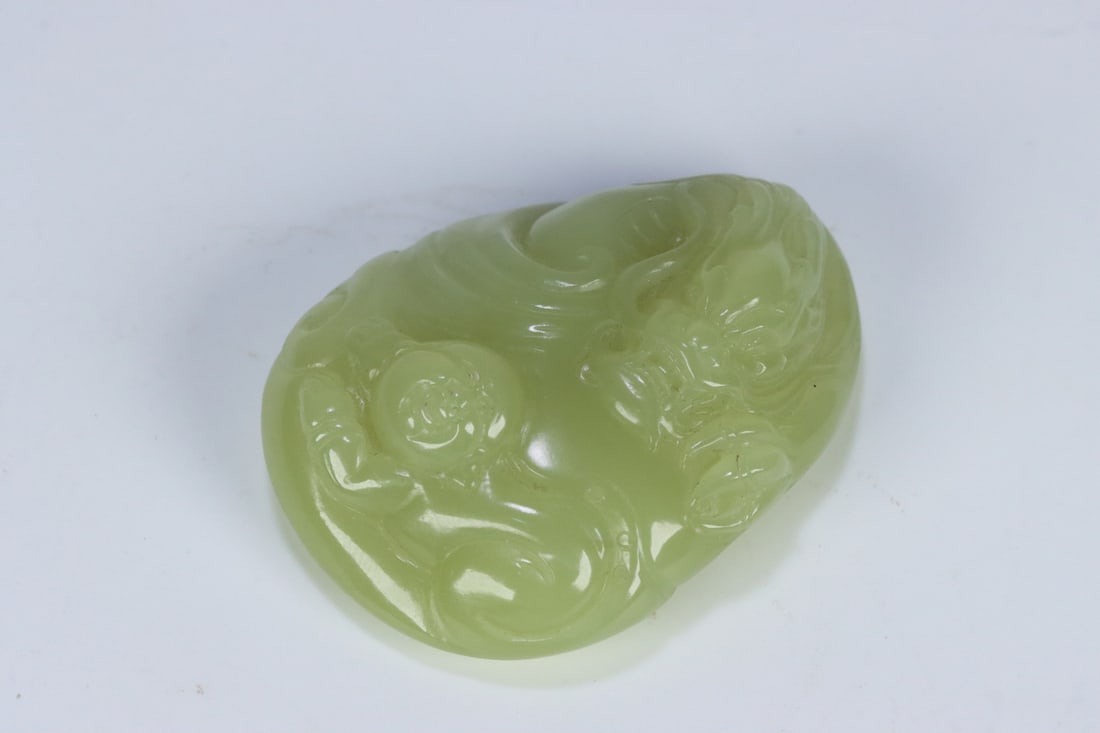 A beautiful Hetian topaz dragon pattern handle - 8