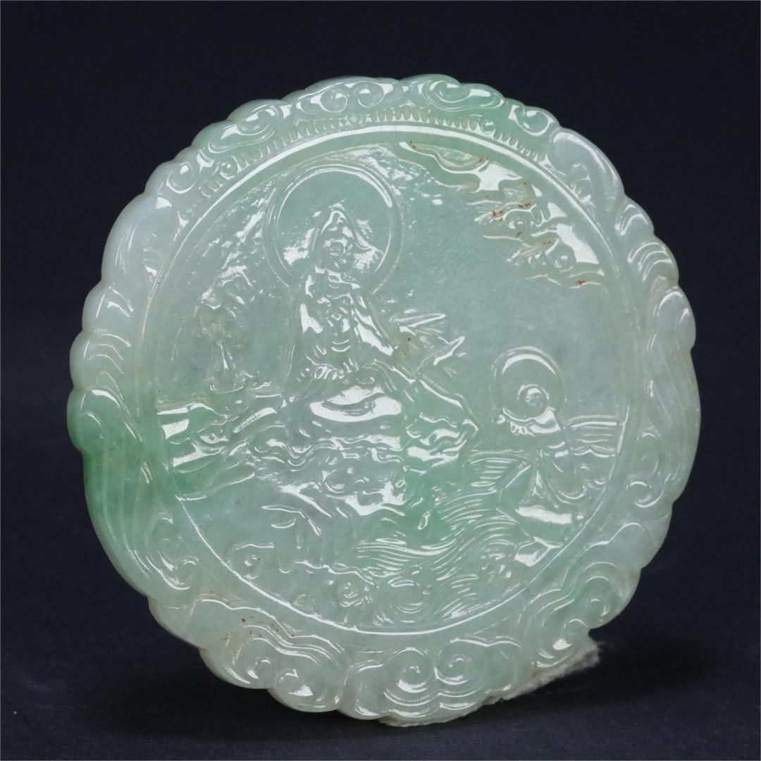 A jade boy from the Qing Dynasty worshipped Guanyin six-character proverb plaque: The jade boy of the Qing Dynasty worshipped the Guanyin six-character proverb pattern Size:5.45x0.47cm W:0.0335kg (The Dimensions Of All Batches Are Manually Measured.If You Need More Detailed Informa