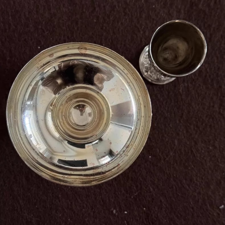 A fine silver-plated grape-grained goblet - 5