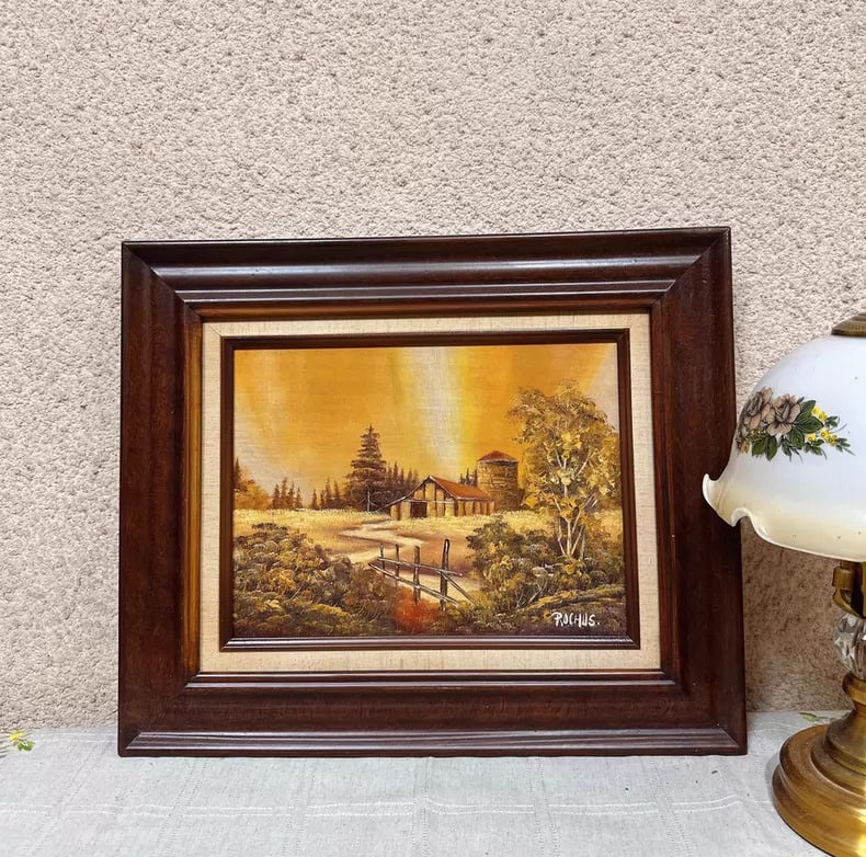 A beautiful old oil painting of pure hand-painted landscape: Exquisite hand-painted landscape old oil painting Size:46x38cm (The Dimensions Of All Batches Are Manually Measured.If You Need More Detailed Information, Please Contact Our Customer Service Before Bi