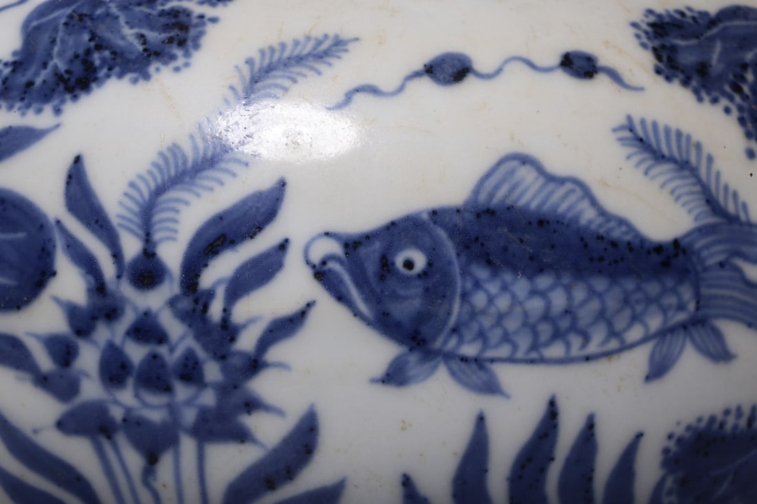A Ming Dynasty mackerel algae pattern lid jar - 5