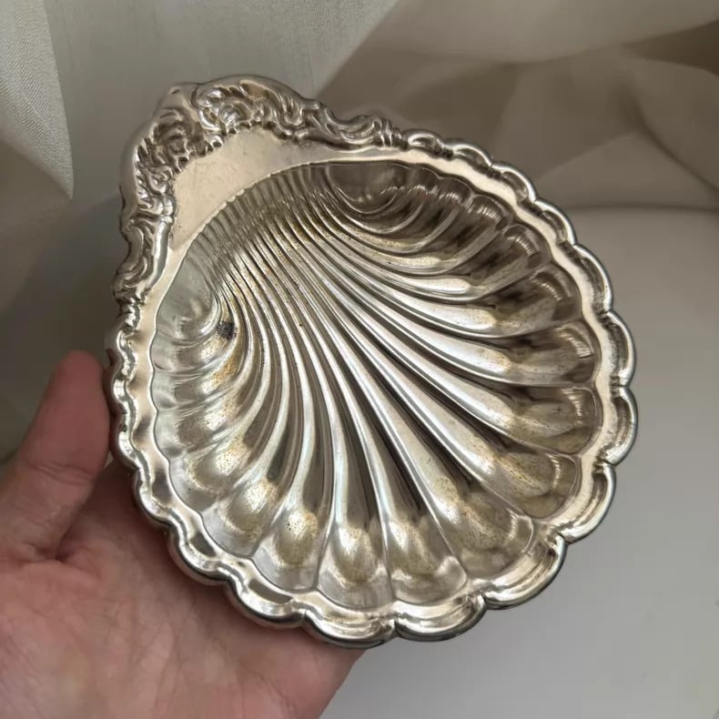 A fine silver-plated shell plate three-headed candlestick - 5