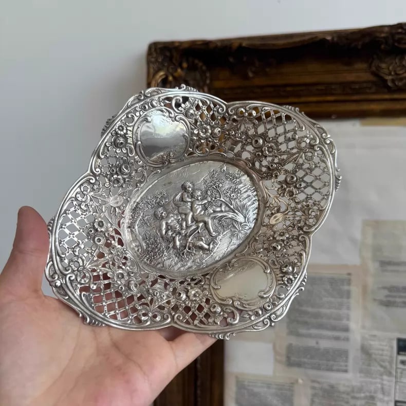 A beautiful eight hundred silver fruit plate (1 of 3)