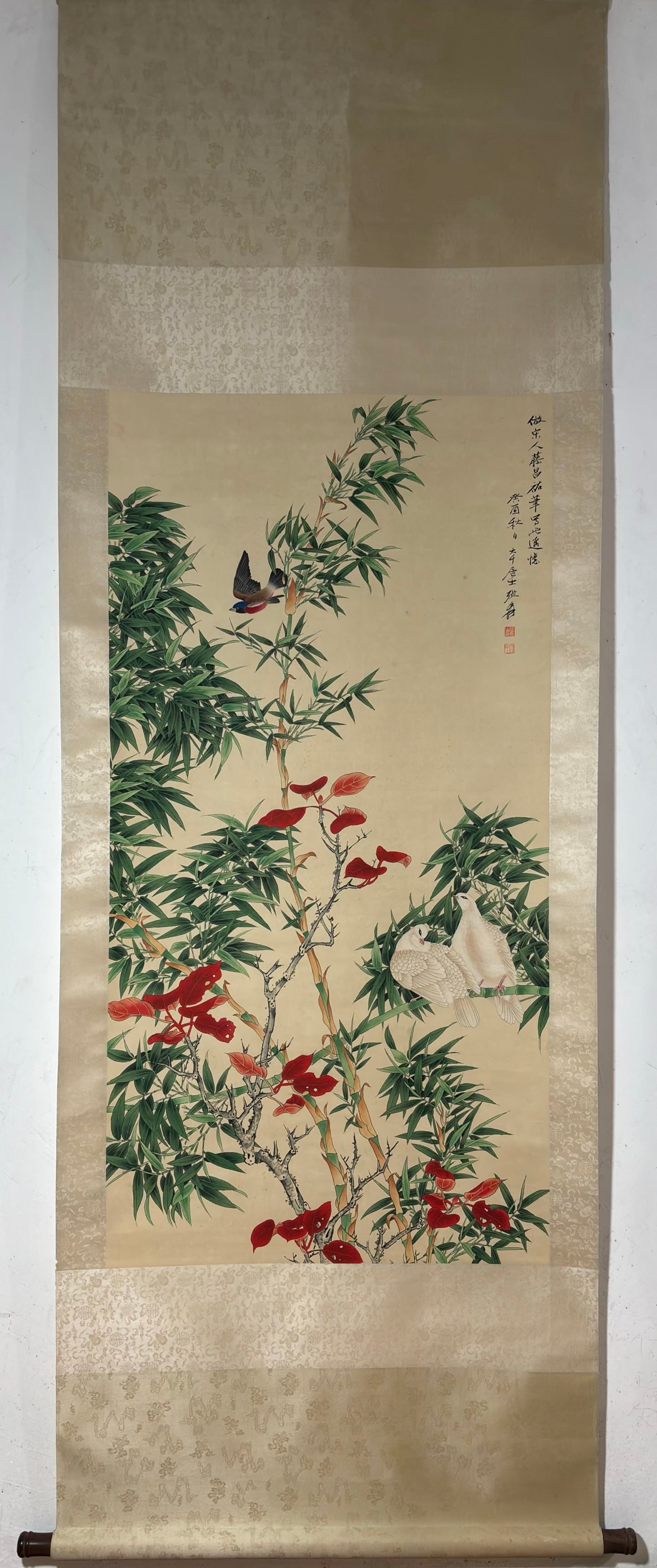 A vertical axis of Zhang Daqian's flower and bird picture (1 of 9)