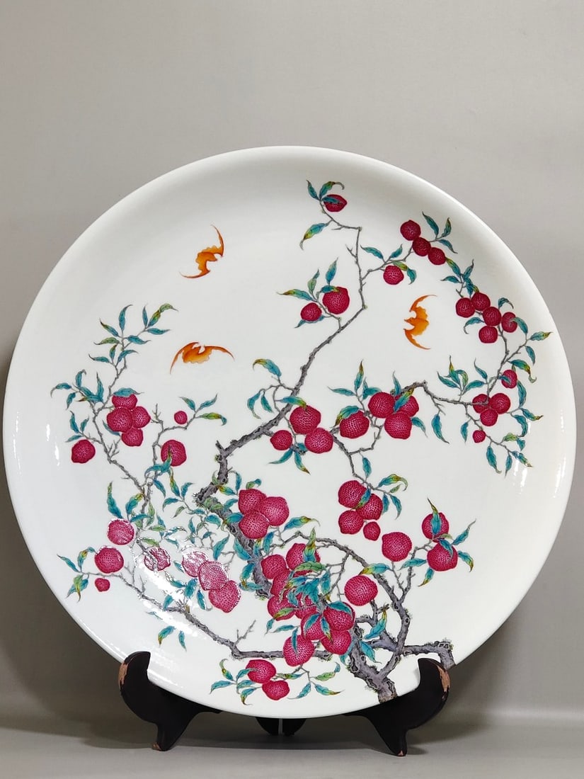A large plate of lychee over the wall in the Qing Dynasty: The lychee wall of the Qing Dynasty Size:H:7.5cm Calibre:50.5cm (The Dimensions Of All Batches Are Manually Measured.If You Need More Detailed Information, Please Contact Our Customer Service Before B
